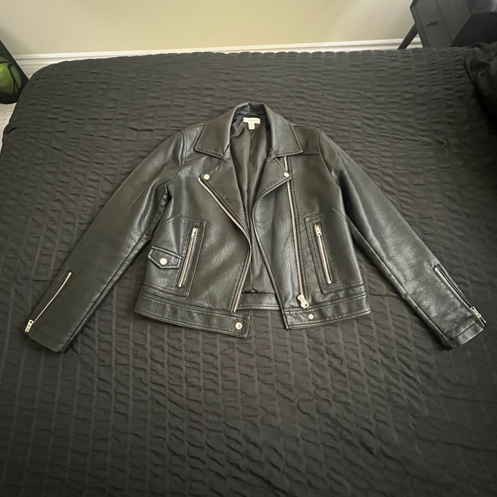 Topshop Black Leather Moto Jacket